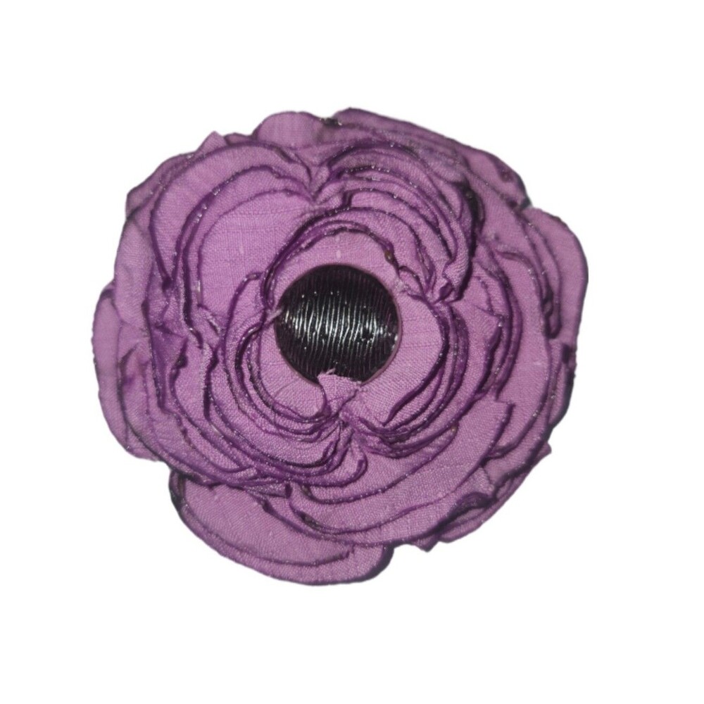 Lavender Fabric Flower Brooch, 3.5"